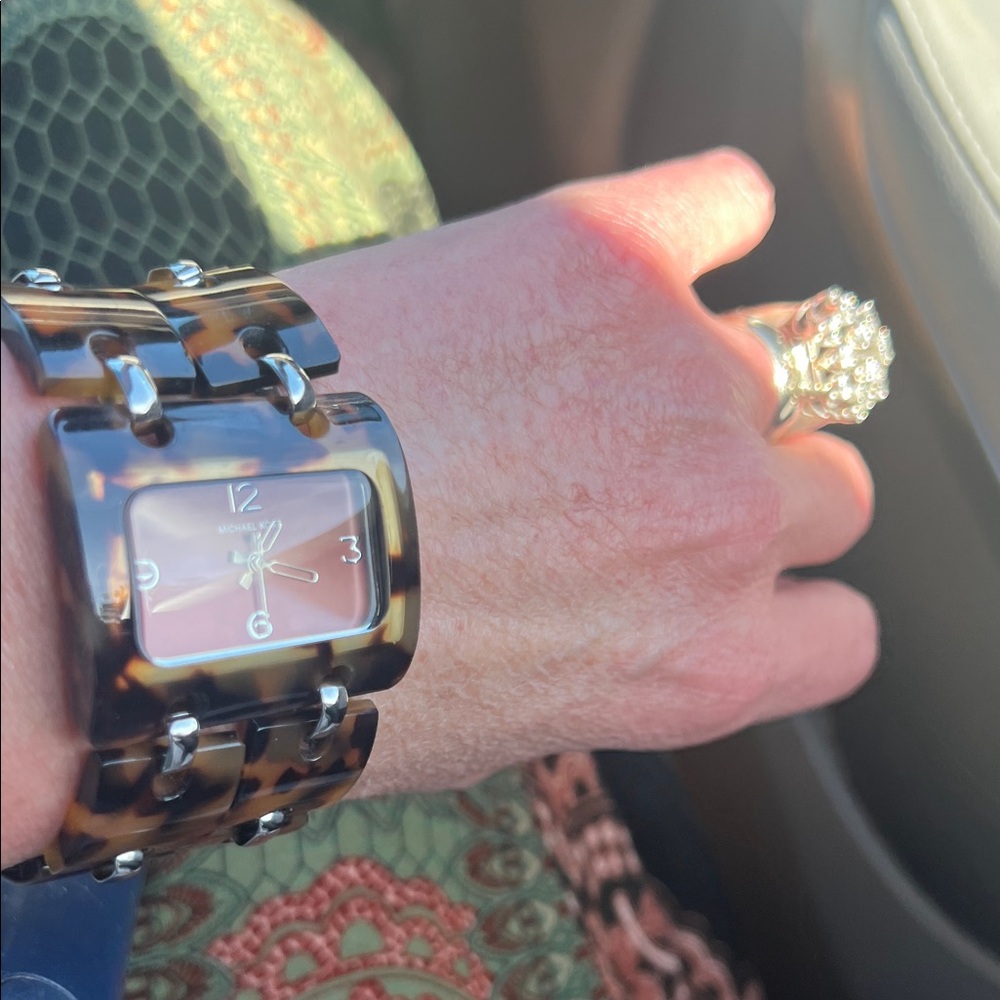 Michael Kors Tortoiseshell Resin Bracelet Watch - Dark Brown & Black